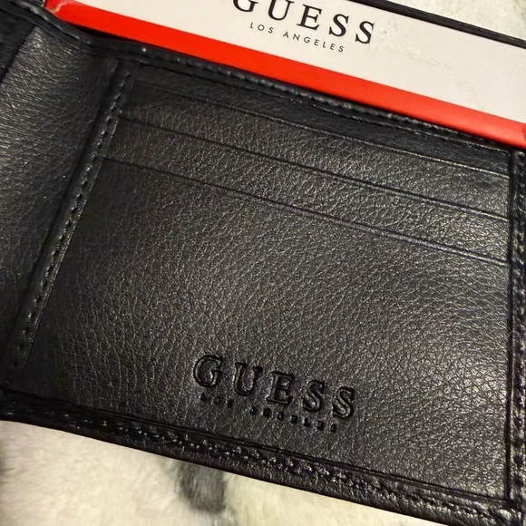 GUESS Black and Red Leather Card Holder - Picture 3 of 6